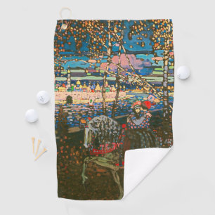 Abstract Kandinsky Riding Couple Colourful Golf Towel