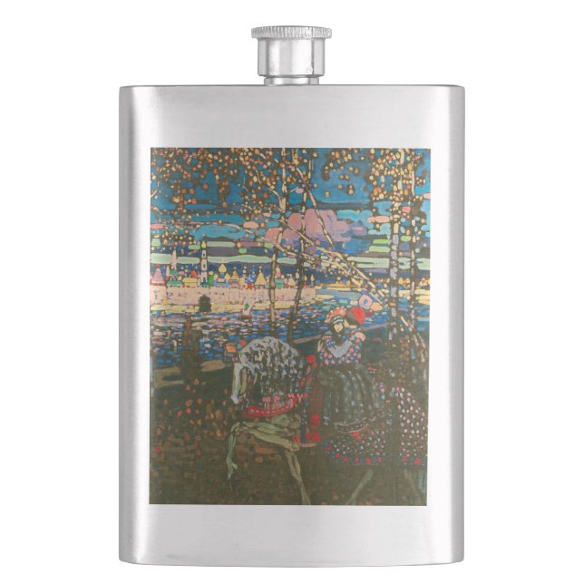 Abstract Kandinsky Riding Couple Colourful Hip Flask (Front)