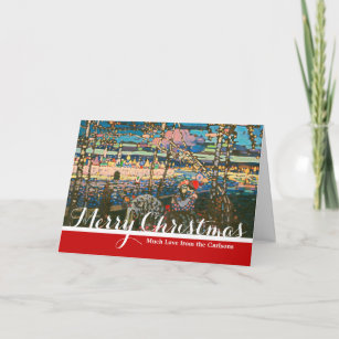 Abstract Kandinsky Riding Couple Colourful Holiday Card