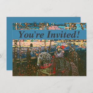Abstract Kandinsky Riding Couple Colourful Invitation