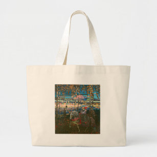 Abstract Kandinsky Riding Couple Colourful Large Tote Bag