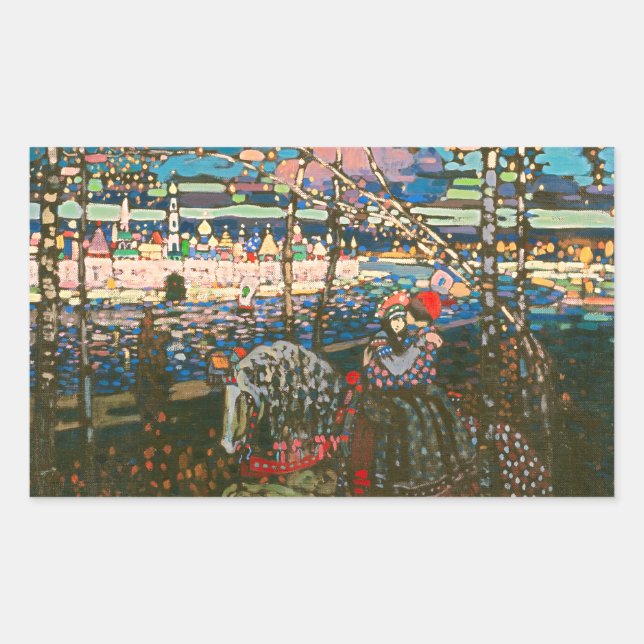Abstract Kandinsky Riding Couple Colourful Rectangular Sticker (Front)
