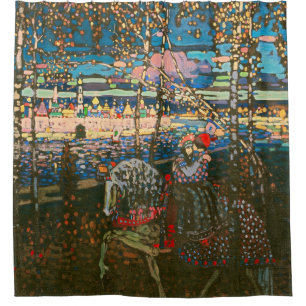 Abstract Kandinsky Riding Couple Colourful Shower Curtain