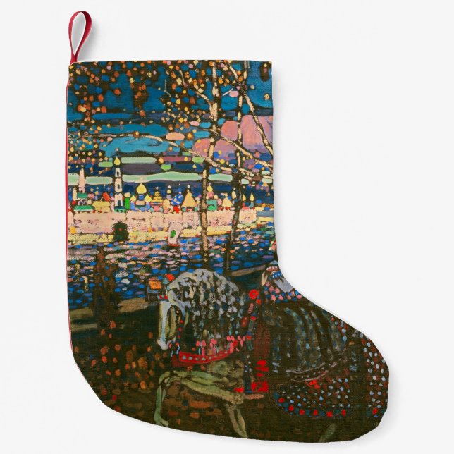 Abstract Kandinsky Riding Couple Colourful Small Christmas Stocking (Front)