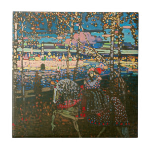 Abstract Kandinsky Riding Couple Colourful Tile