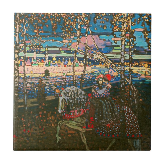 Abstract Kandinsky Riding Couple Colourful Tile (Front)
