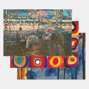 Abstract Kandinsky Riding Couple Colourful Wrapping Paper Sheet