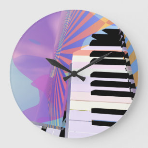 Abstract Keyboard Music Large Clock