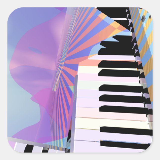 Abstract Keyboards and Stripes Square Sticker (Front)