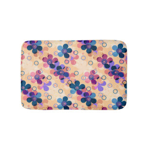 Abstract kids cute cartoon flowers floral retro de bath mat
