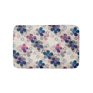 Abstract kids cute cartoon flowers floral retro de bath mat