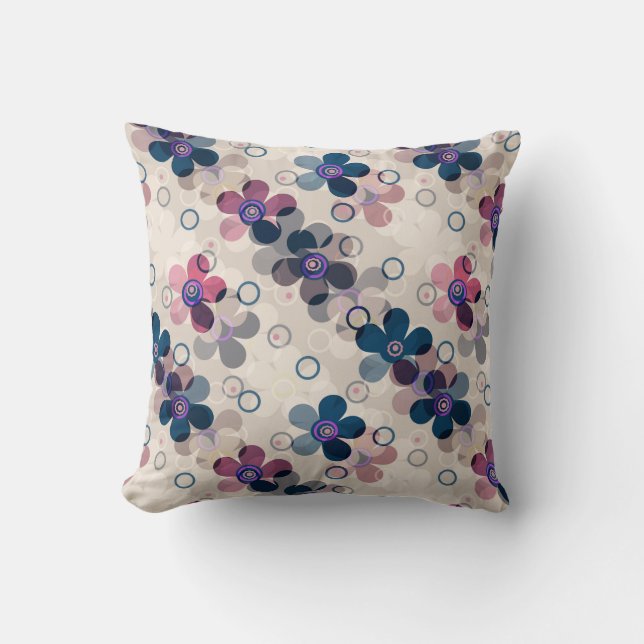 Abstract kids cute cartoon flowers floral retro de cushion (Front)