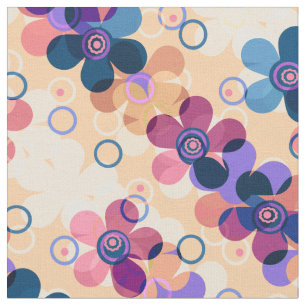 Abstract kids cute cartoon flowers floral retro de fabric