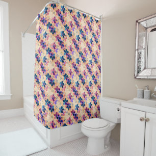 Abstract kids cute cartoon flowers floral retro de shower curtain