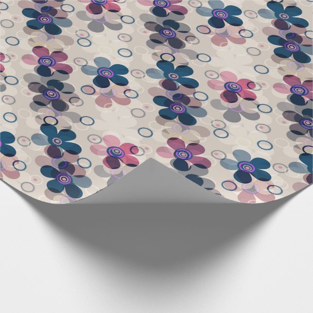 Abstract kids cute cartoon flowers floral retro de wrapping paper (Corner)