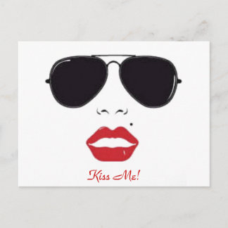 Abstract Kiss Me Art Postcard