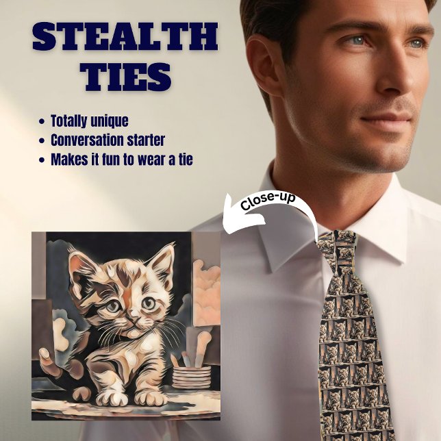 Abstract Kitten Cat Stealth Neck Tie (Creator Uploaded)