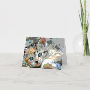 Abstract Kitten Note Card