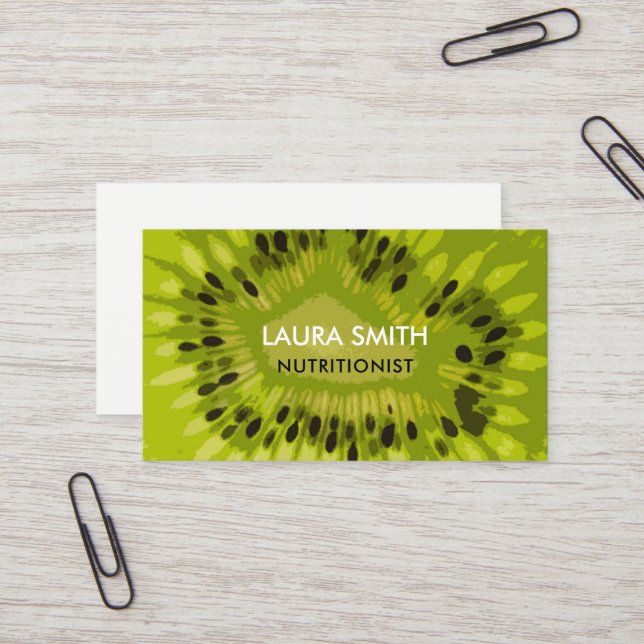 Abstract Kiwi Fruit Business Card - Nutritionists (Front/Back In Situ)