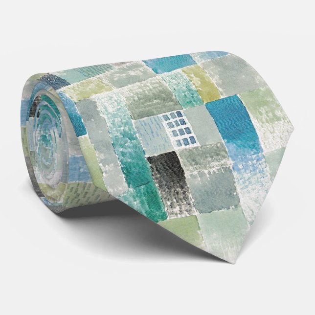 Abstract Klee Style - Watercolor Block  Tie (Rolled)
