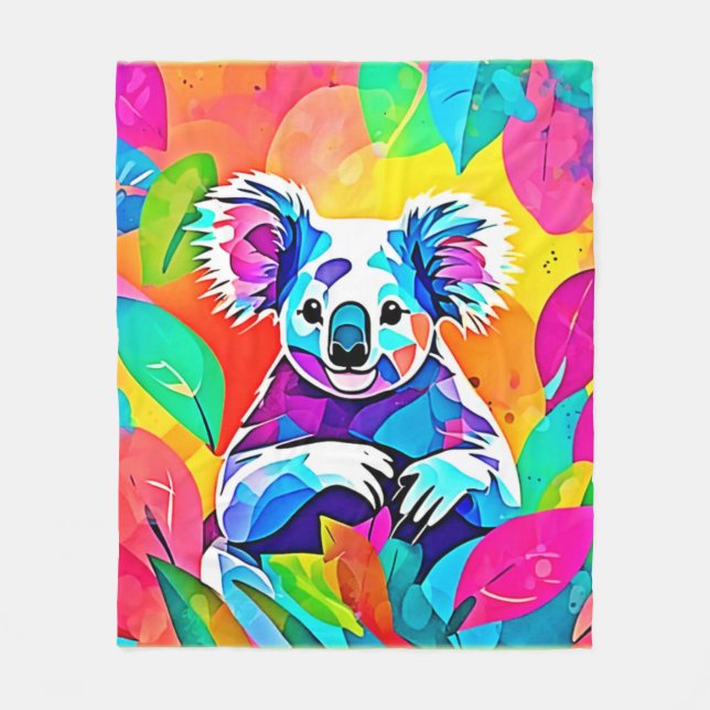 Abstract Koala Design Fleece Blanket (Front)