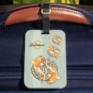 Abstract Koi Fish and Monogram Luggage Tag