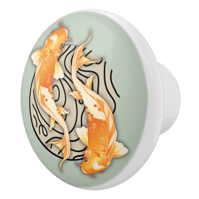 Abstract Koi Round Ceramic Knob (Right)