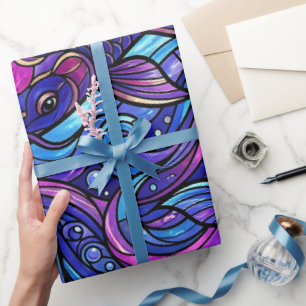Abstract Koi Swirl Cosmic Purple Wrapping Paper