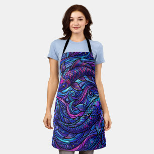 Abstract Koi Swirl Purple Apron
