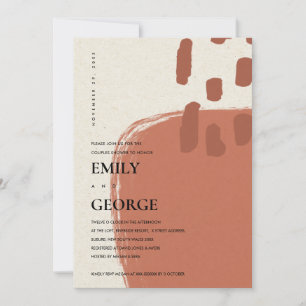 ABSTRACT KRAFT TERRACOTTA RED COUPLE SHOWER CARD