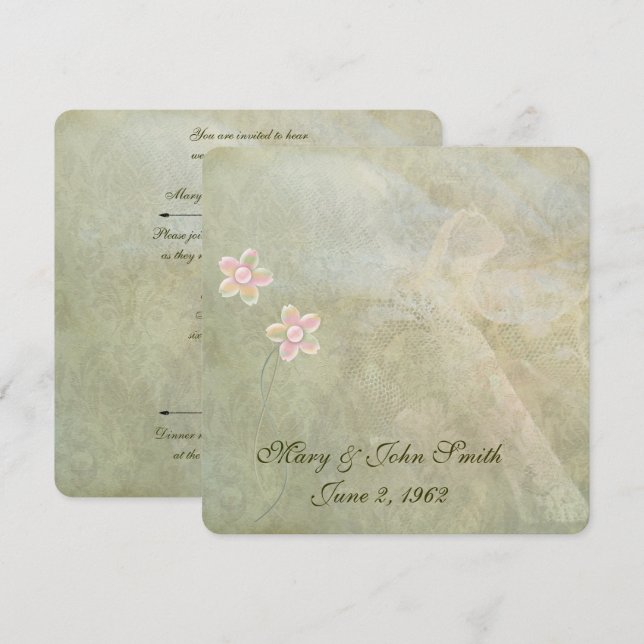 Abstract Lace Vow Renewal Invitation (Front/Back)