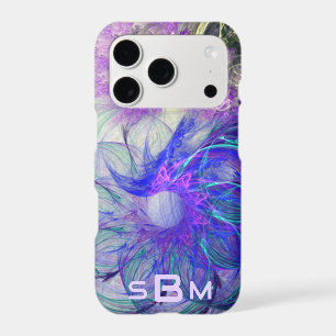 Abstract Lacy Flowers Purple Blue Art Custom