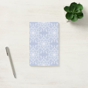 Abstract Lacy Fractal Snowflake Pattern on Blue Post-it Notes