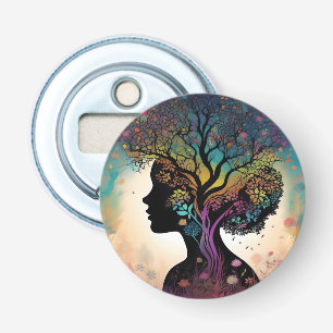 Abstract Lady Mother Nature Trees And Flowers, Bottle Opener