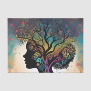 Abstract Lady Mother Nature Trees And Flowers, Tissue Paper
