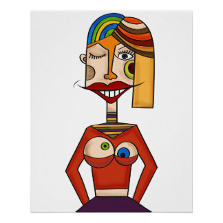 Abstract lady sexy, modern art poster