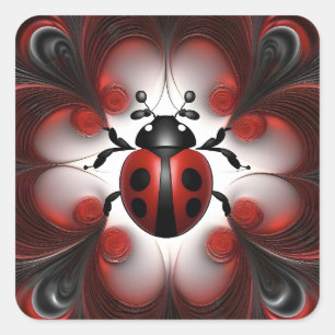 Abstract Ladybird Art Design, Square Sticker