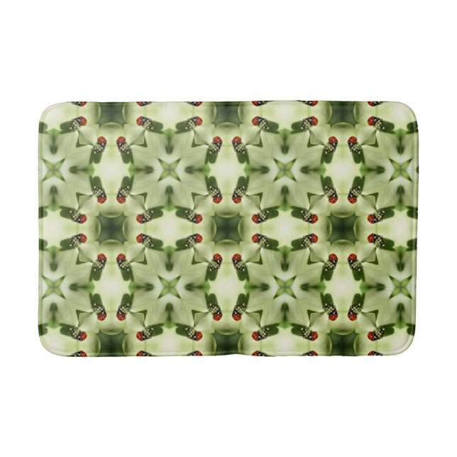 Abstract Ladybug On Dogwood Nature Kaleidoscope Bath Mat (Front)