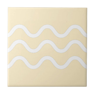 Abstract Lake Waves Beige and White Tile