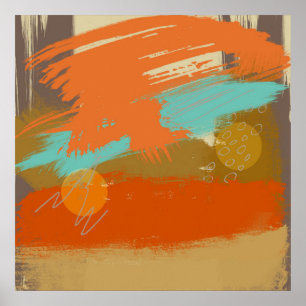 Abstract Landscape Art Paint Circles Spheres Poster