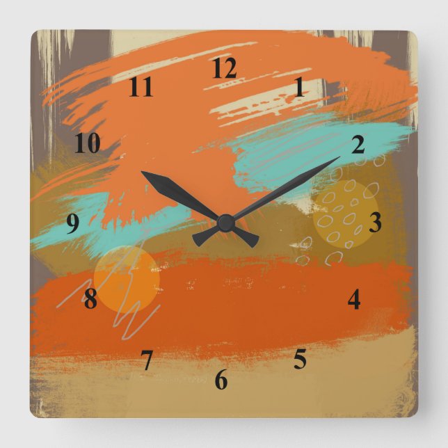 Abstract Landscape Art Paint Circles Spheres Square Wall Clock (Front)