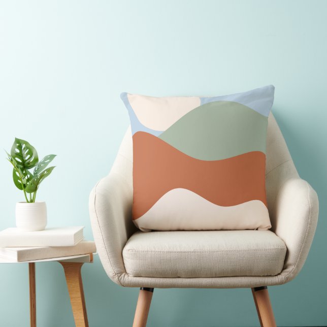 Abstract Landscape Art – Terracotta, Sage & Sky Bl Cushion (Chair)