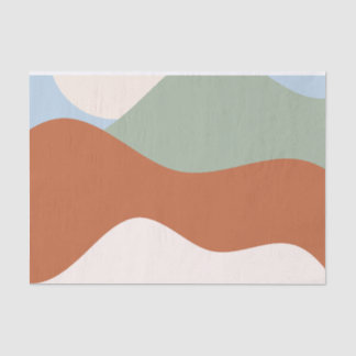 Abstract Landscape Art – Terracotta, Sage & Sky Bl Tissue Paper