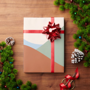 Abstract Landscape Art – Terracotta, Sage & Sky Bl Wrapping Paper