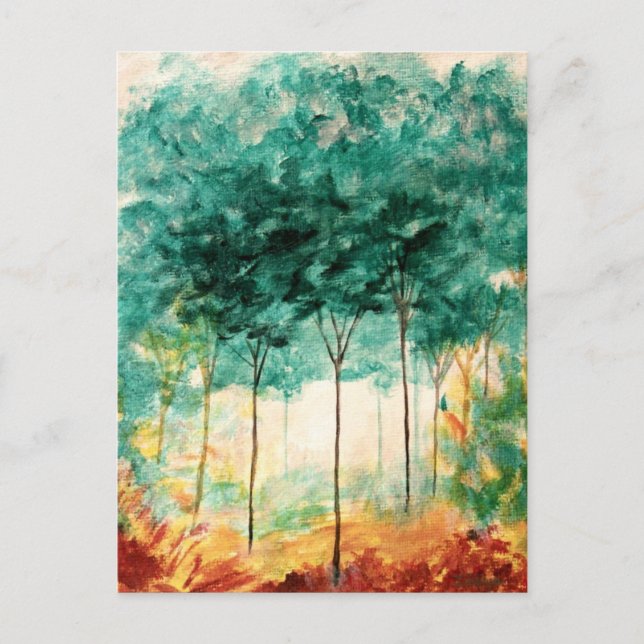 Abstract Landscape Art Trees Forest Painting Postcard (Front)