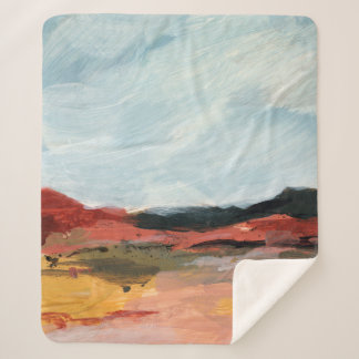 Abstract landscape. Beautiful artistic. Hand paint Sherpa Blanket