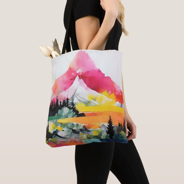 Abstract Landscape Colourful Collage Tote Bag (Close Up)