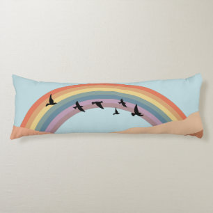 Abstract Landscape Forest Trees Rainbow & Birds Body Cushion