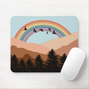 Abstract Landscape Forest Trees Rainbow & Birds Mouse Mat
