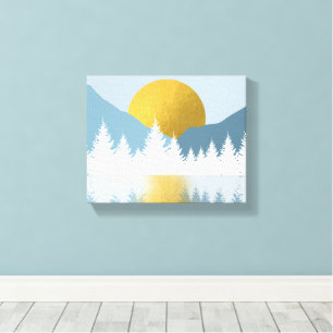 Abstract Landscape Golden Winter Sunset Sunrise   Canvas Print